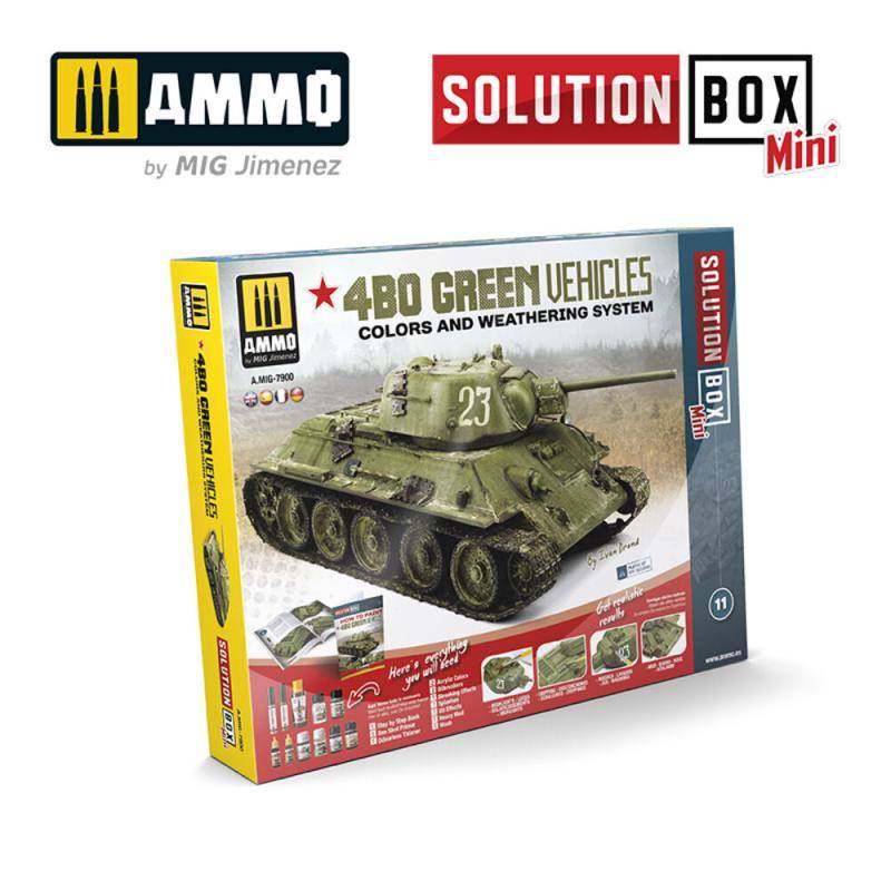 SOLUTION BOX MINI 11 - 4BO Russian Green Vehicles von AMMO by MIG Jimenez