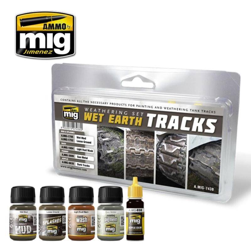 Wet Earth Tracks Weathering Set von AMMO by MIG Jimenez