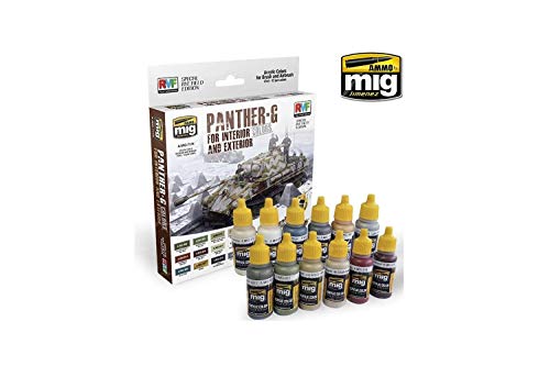 AMMO MIG-7174 Panther G Colors für Innen und Außen (Special Ryefield Edition) Acrylfarben Set, Mehrfarbig, 17 ml (12 Stück) von Mig Jimenez