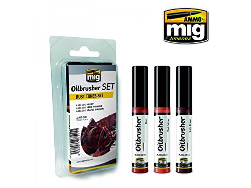 AmmO OF MIG : Oilbrusher 3er Set für Rost (verdünnte Ölfarbe mit Applikator im Deckel) von AMMO