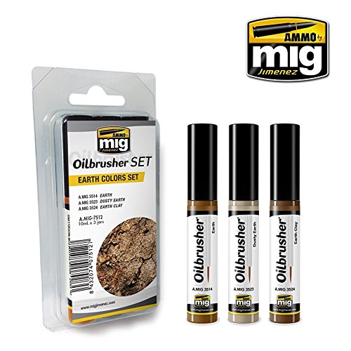 Ammo MIG-7512 Earth Colors Ölpinsel-Set, Mehrfarbig von Mig Jimenez