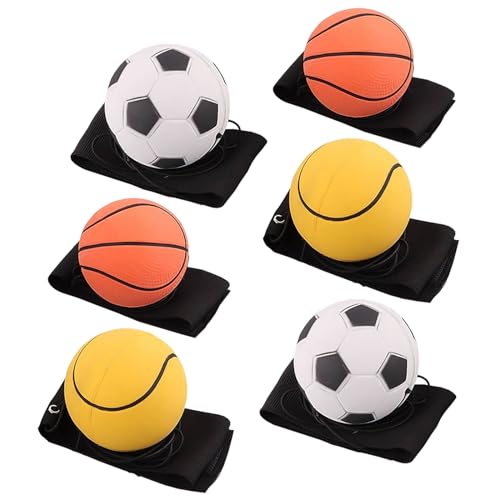 AMNOOL 6pcs Handgelenk Return Ball Handgelenk Ball Mit Schnur Ball An Der Schnur Springball Hüpfball Stressabbau Ball Fingerübungen Ball Gummi für Handgelenk Kinder Erwachsene von AMNOOL