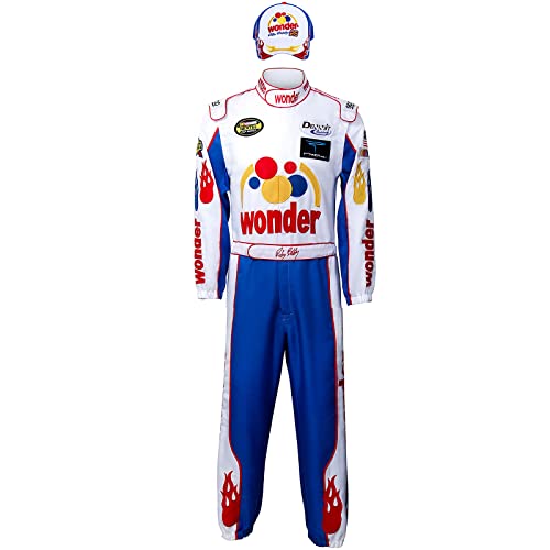 Ricky Bobby Racing Kostüm Overall Hut Kappe Outfit Anzug Erwachsene Männer Talladega Nächte Halloween Cosplay Wonder Race Uniform (Blau, Klein) von AMNPOLEN