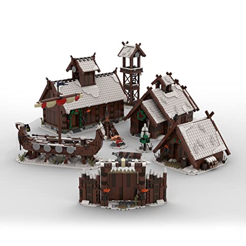 AMOC Mittelalter Modular Winter The Vikings Series 6 IN 1 Building Kit, Compatible with LEGO Medieval (3158PCS) von AMOC