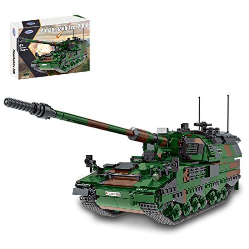 AMOC Technik Militär Panzerhaubitze 2000 Selbstfahrende Kanone Baukasten, 1345 Teile+ Panzer Bausteine, Kompatibel mit Lego Technic von AMOC