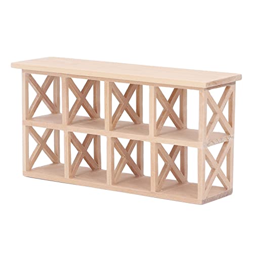 AMONIDA Puppenhaus Mini Regal Rack, 8 Gitter Dekorative 1:12 Maßstab Möbel Einfarbig Puppenhaus Holz Lagerregal für Wohnzimmer von AMONIDA