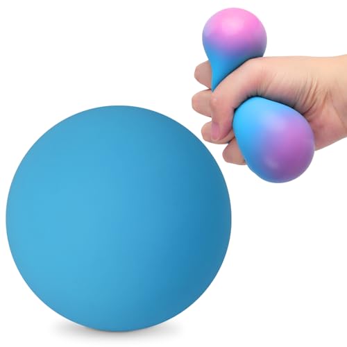 AMOR PRESENT Teig-Quetschball, 7 cm, dehnbarer Stressball, Farbwechsel, Fidget-Spielzeug, Blau zu Rosa, für Teenager, Angstlinderung, Autismus, Handübung von AMOR PRESENT