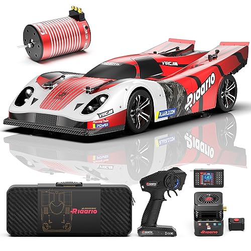 AMORIL 1/10 Große bürstenlose 3S-Hochgeschwindigkeits-RC-Autos für Erwachsene, max.120 MPH Speed ​​Bash Racer mit Kohlefaser-Chassis,10 Lichtern, geteilter CNC-Antriebswelle,500-Fuß-Steuerung,Rot von AMORIL