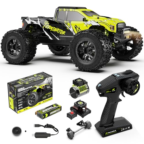 AMORIL 1/10 RTR bürstenlose schnelle RC-Autos für Erwachsene, max. 50 mph Hobby-Elektro-Offroad-Monstertruck, wasserdichtes Hochgeschwindigkeits-RC-Auto, 4WD-Fernsteuerungsauto mit 3S Lipo, Grün von AMORIL