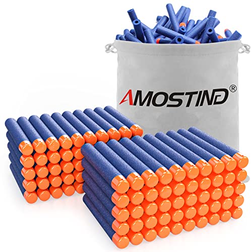 AMOSTING 100 Pfeile für Nerf Elite 2.0 mit Kordelzugbeutel, Ersatzpfeile Munition Foam Darts kompatibel mit Nerf Hasbro Fortnite - Blau von AMOSTING