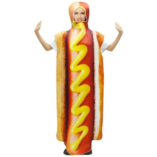 AMOYER Hot Dog Cosplay Outfits Lustiges Essen Kostüm Unisex Karneval Dress Up Halloween Weihnachten Party Kleid Kostüm Outfit von AMOYER