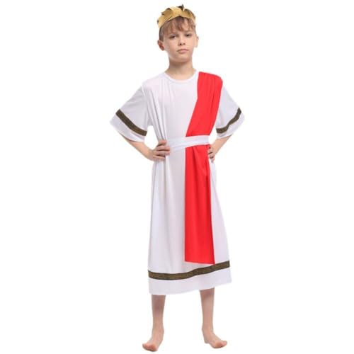AMOYER Römisches Griechisches Toga-kostüm Für Kinder, Antikes Griechisches Philosophenkostüm, Römischer Adel, Halloween-cosplay-kostüme von AMOYER