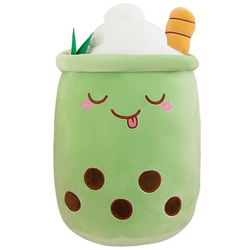 AMOZO Bubble Tea Kuscheltier Plüschkissen, Kawaii Bubble Tea Plüschtier Kissen Niedliche Boba Plüsch Weich Stofftier Spielzeug für Boba Liebhaber (70cm, Green) von AMOZO