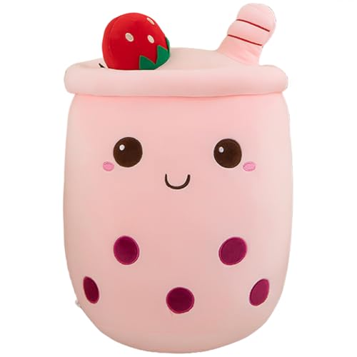 AMOZO Bubble Tea Kuscheltier Plüschkissen, Kawaii Bubble Tea Plüschtier Kissen Niedliche Boba Plüsch Weich Stofftier Spielzeug für Boba Liebhaber (70cm, Pink) von AMOZO