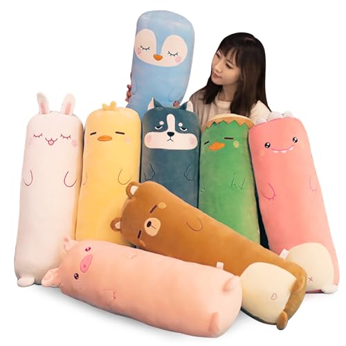 AMOZO Langes Bär Kuscheltier Plüschtiere, Kawaii Bär Stofftier langes Kissen Plüsch Süße Seitenschläferkissen für Kinder Jungen (100cm, Bear) von AMOZO