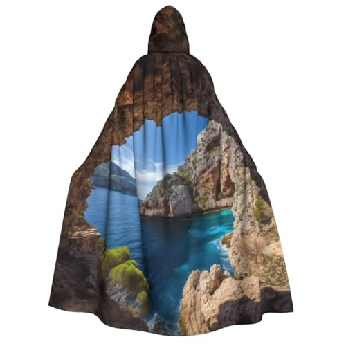 AMREWQYL Arch in Mallorca Spanien bedruckter Kapuzenumhang für Erwachsene, Unisex, mit Kapuze, Umhang für Erwachsene, lässiger Umhang, Schwarz, Schwarz, Einheitsgröße von AMREWQYL