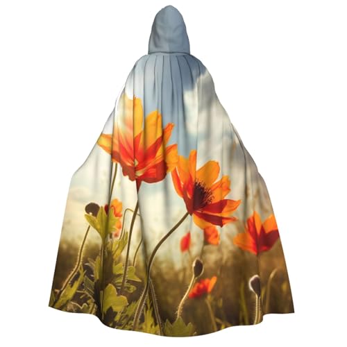 AMREWQYL Bedruckter Kapuzenumhang für Erwachsene, Motiv: Blume unter der Sonne, Unisex, mit Kapuze, für Erwachsene, lässiger Umhang, Schwarz, Schwarz, Einheitsgröße von AMREWQYL