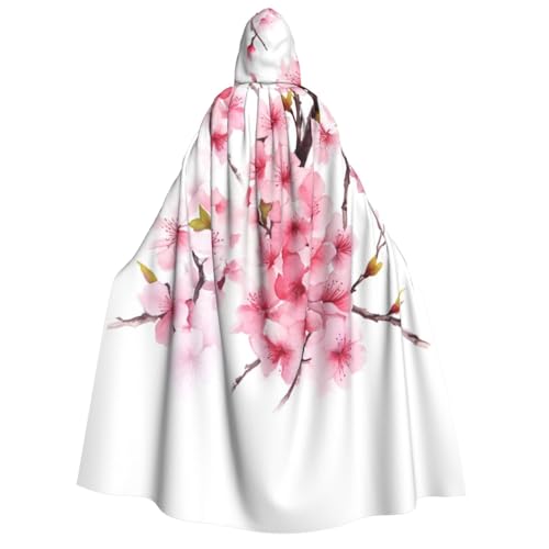 AMREWQYL Cherry Blossom(1) Bedruckter Kapuzenumhang für Erwachsene, Unisex, mit Kapuze, lässiger Umhang für Erwachsene, Schwarz, Einheitsgröße von AMREWQYL