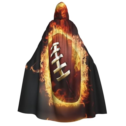 AMREWQYL Flaming American Football Bedruckter Kapuzenumhang für Erwachsene, Unisex, mit Kapuze, für Erwachsene, lässiger Umhang, Schwarz, Schwarz, Einheitsgröße von AMREWQYL