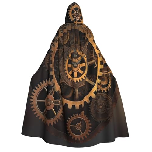 AMREWQYL Gears Clock Bronze-Century bedruckter Kapuzenumhang für Erwachsene, Unisex, Kapuzenmantel, Umhang für Erwachsene, lässiger Umhang, Schwarz, Einheitsgröße von AMREWQYL