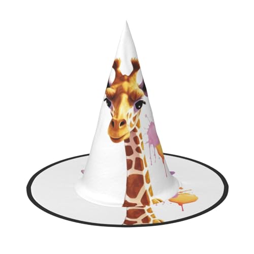 AMREWQYL Giraffe1 bedruckter Halloween-Hut Hexenhut Halloween-Party-Dekoration von AMREWQYL