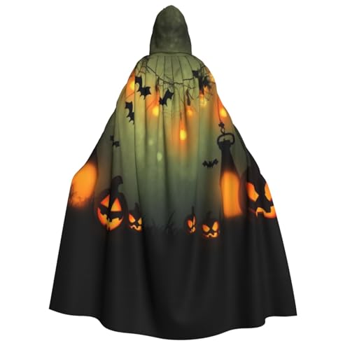 AMREWQYL Happy Halloween bedruckter Kapuzenumhang für Erwachsene, Unisex, mit Kapuze, Umhang für Erwachsene, lässiger Umhang, Schwarz, Schwarz, Einheitsgröße von AMREWQYL