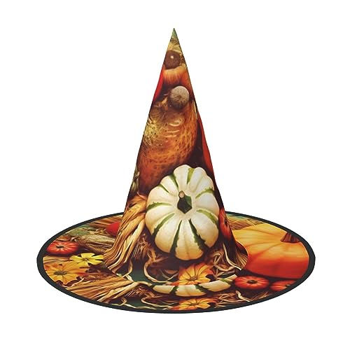 AMREWQYL Happy Thanksgiving bedruckter Halloween-Hut Hexenhut Halloween-Party-Dekoration von AMREWQYL