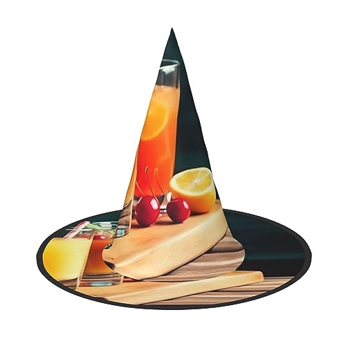 AMREWQYL Juice on the wooden board printed Halloween Hat Witch Hat Halloween Party Decoration von AMREWQYL