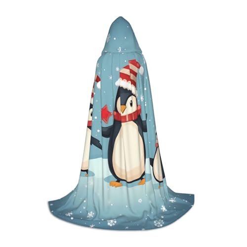 AMREWQYL Kapuzenumhang mit Weihnachts-Pinguin-Motiv, für Teenager, Unisex, Kapuzenmantel, Schwarz, Small von AMREWQYL