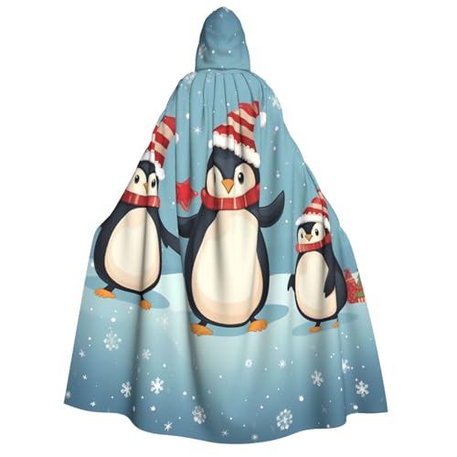 AMREWQYL Kapuzenumhang mit Weihnachts-Pinguinmotiv, Unisex, mit Kapuze, für Erwachsene, lässiger Umhang, Schwarz, Schwarz, Einheitsgröße von AMREWQYL