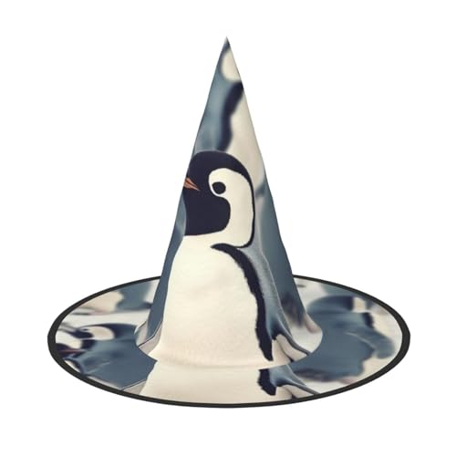 AMREWQYL Niedlicher Pinguin-Tiermuster, bedruckter Halloween-Hut, Hexenhut, Halloween-Party-Dekoration von AMREWQYL