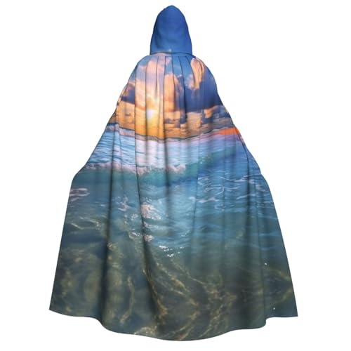 AMREWQYL Ocean Dreamy bedruckter Kapuzenumhang für Erwachsene, Unisex, mit Kapuze, für Erwachsene, lässiger Umhang, Schwarz, Schwarz, Einheitsgröße von AMREWQYL