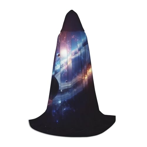 AMREWQYL Weltraumplaneten bedruckter Kapuzenumhang für Jugendliche, Unisex, Kapuzenmantel, Schwarz, Large von AMREWQYL