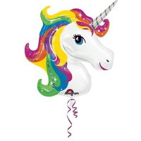 AMSCAN 3129901 SuperShape Regenbogen Einhorn Folienballon P35 verpackt 83 x 73 cm von AMSCAN®