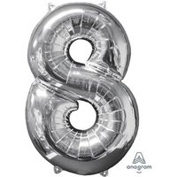 AMSCAN 3196201 26" "Silver-8" Foil Balloon, P31, packed, 43 x 66 cm von AMSCAN®