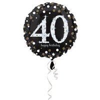 AMSCAN 3213001 Standard Sparkling Birthday 40 Foil Balloon Round S55 Packaged 43 cm von AMSCAN®