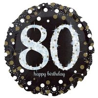 AMSCAN 3374201 Standard Sparkling Birthday 80 Foil Balloon Round S55 Packaged 43 cm von AMSCAN®