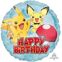 AMSCAN 3633301 Standard "Pokemon HBD" Folienballon Rund , S60, verpackt, von AMSCAN®