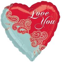 AMSCAN 3643901 Standard "Paisley Love" Foil Balloon Heart, S40, packed, 43cm von AMSCAN®