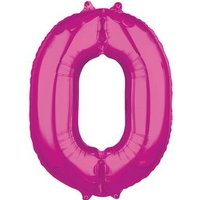 AMSCAN 3661501 26" Nummer '0' Pink Folienballon P30 verpackt 50cm x 66cm von AMSCAN®