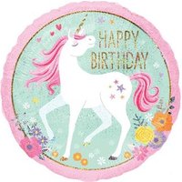 AMSCAN 3727201 Standard Holographic "Magical Unicorn Happy Birthday" Folienballon S55 verpackt von AMSCAN®