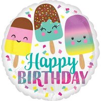 AMSCAN 3962201 Standard Happy Ice Cream Birthday Folienballon S40 verpackt von AMSCAN®