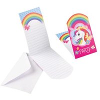 AMSCAN 9902108 Riethmüller® 8 Einladungskarten Einhorn mit Umschlägen von AMSCAN®