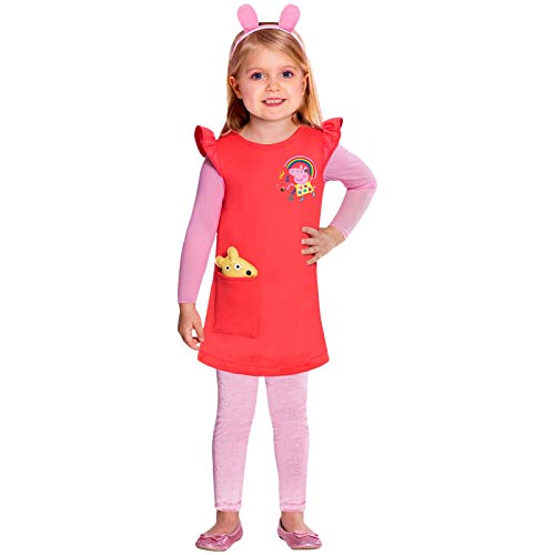 Amscan - Kinderkostüm Peppa Pig, Kleid, Haarreif, Leggings, Teddy-Spielzeug, Tier, Serie, Motto-Party, Karneval, Fasching, 110 von amscan