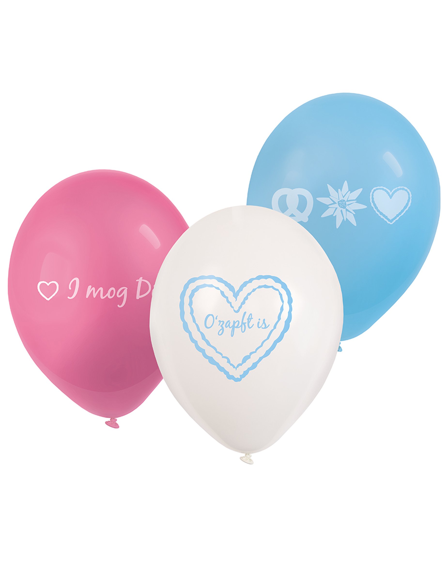 6 Volksfest Luftballons Bayern 23 cm rosa-blau-weiß von RIETHMULLER