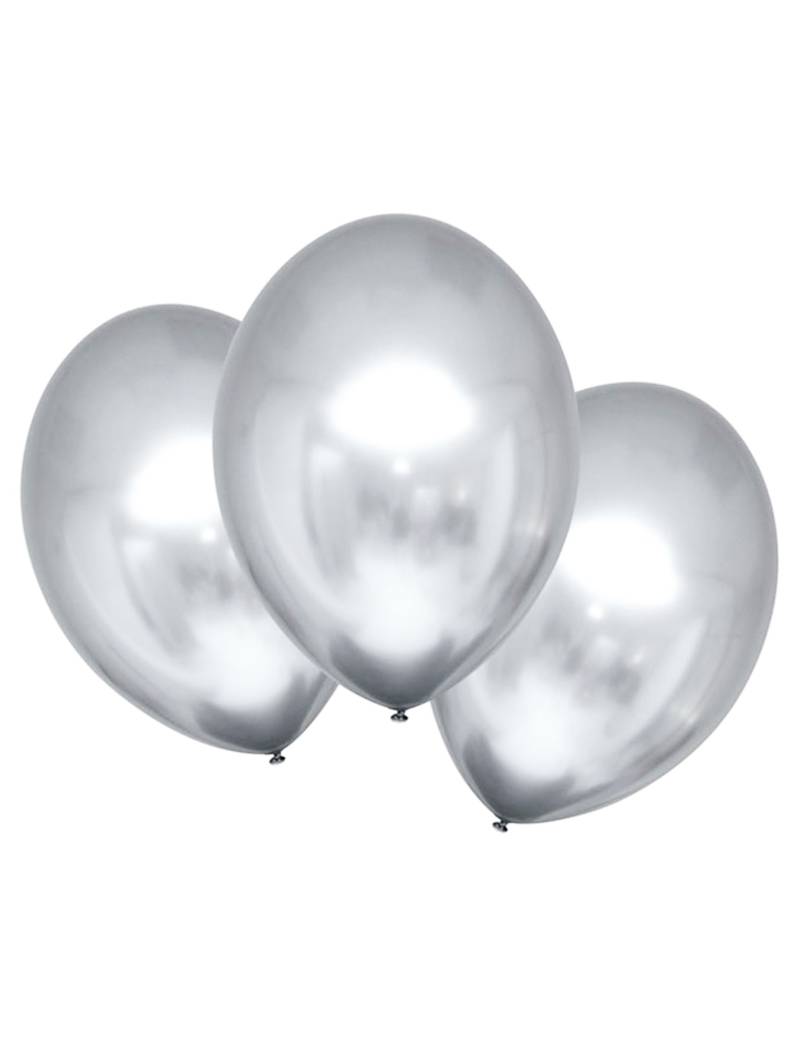 Edle Latexballons mit Satineffekt 6 Stück silberfarben 28 cm von AMSCAN