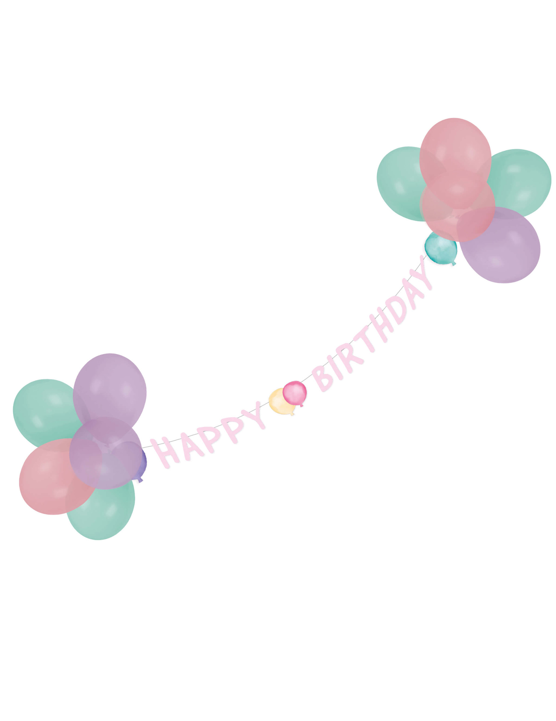 Luftballon-Girlande Happy Birthday rosa 1,5 m von AMSCAN