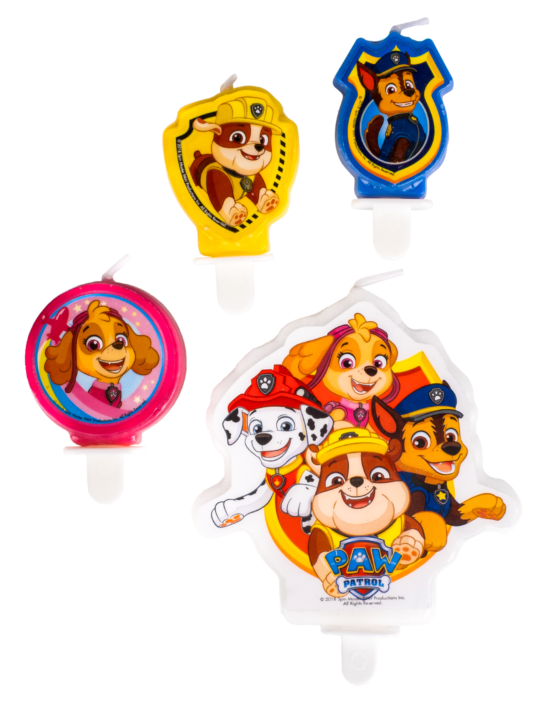 Paw Patrol-Kerzen 4 Stück weiss-bunt von AMSCAN