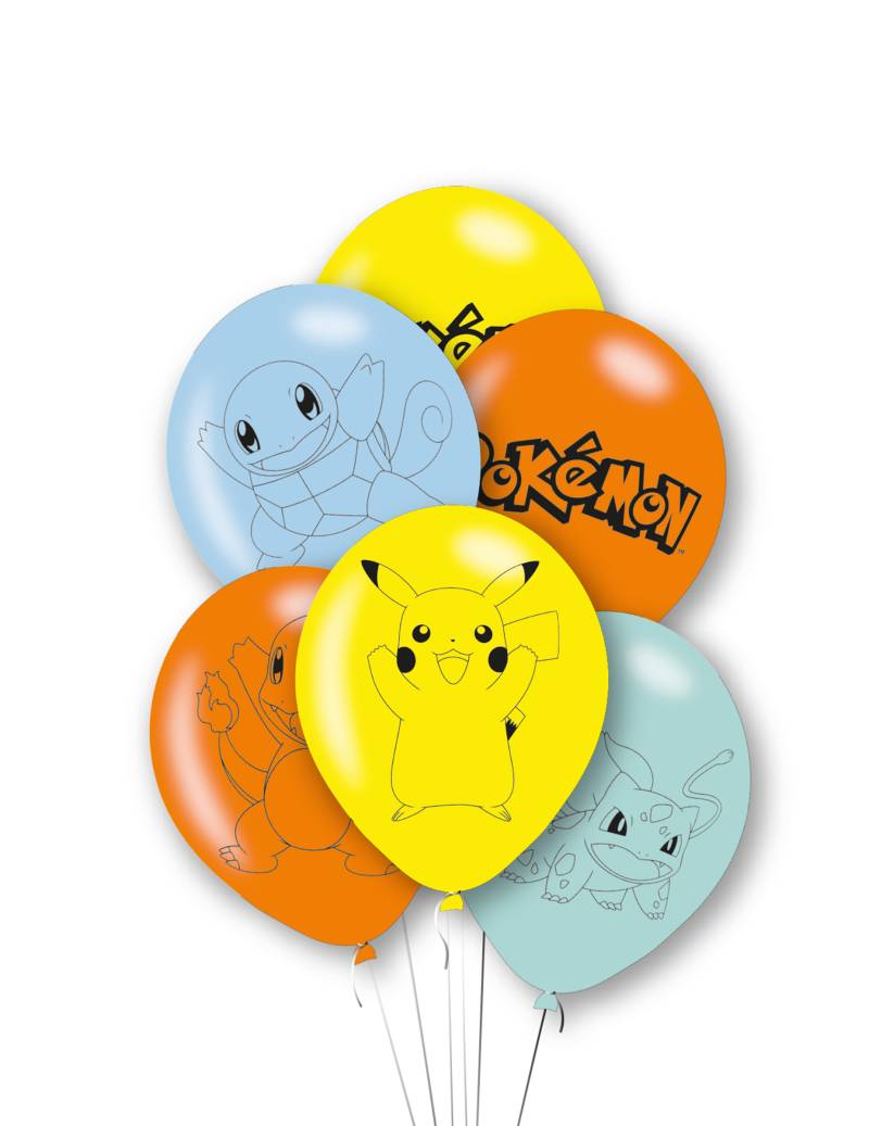 Pokémon- Ballons 6 Stück gelb-orange-blau 27,5cm von RIETHMULLER