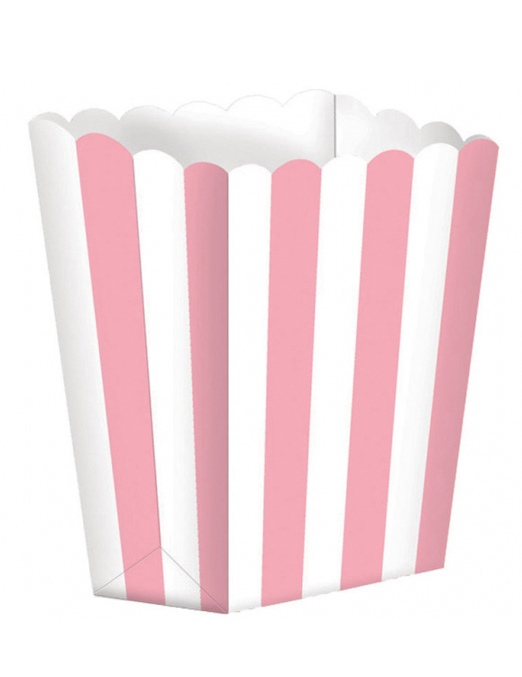 Snack Box Popcorn-Schachtel 5 Stück weiß-rosa 6,3 x 13,5 cm von AMSCAN